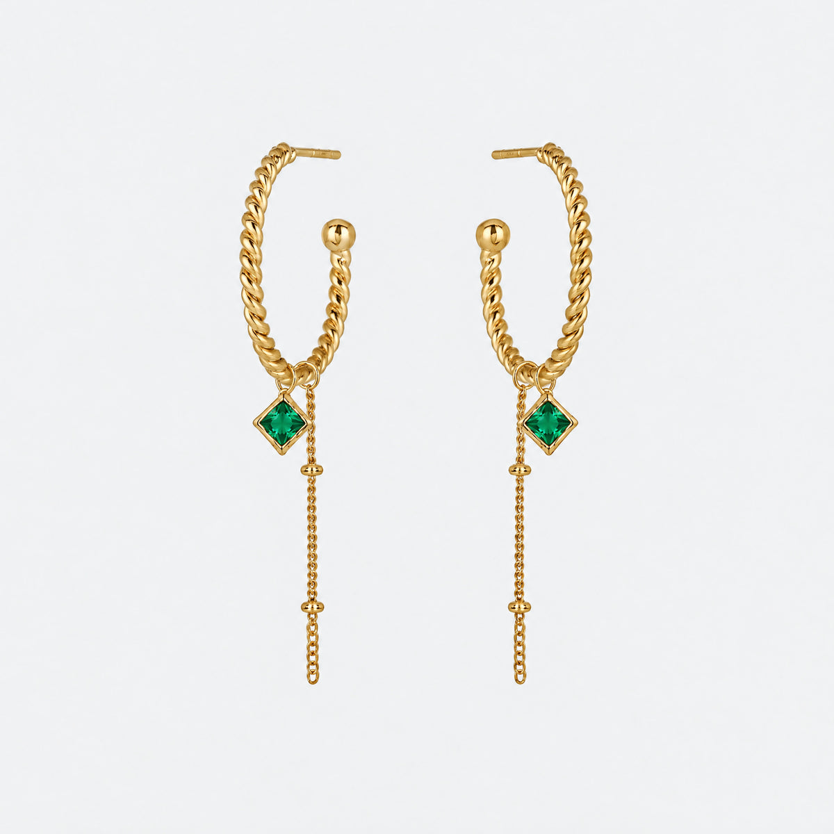 CAPRI HOOPS 20mm - GULDBELAGT/GREEN wintherstudio-dk