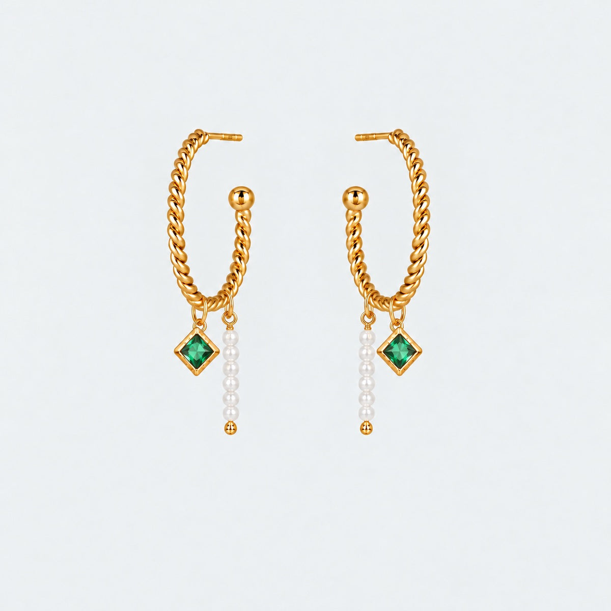 OPALINE HOOPS (20mm) - GULDBELAGT/GRØN