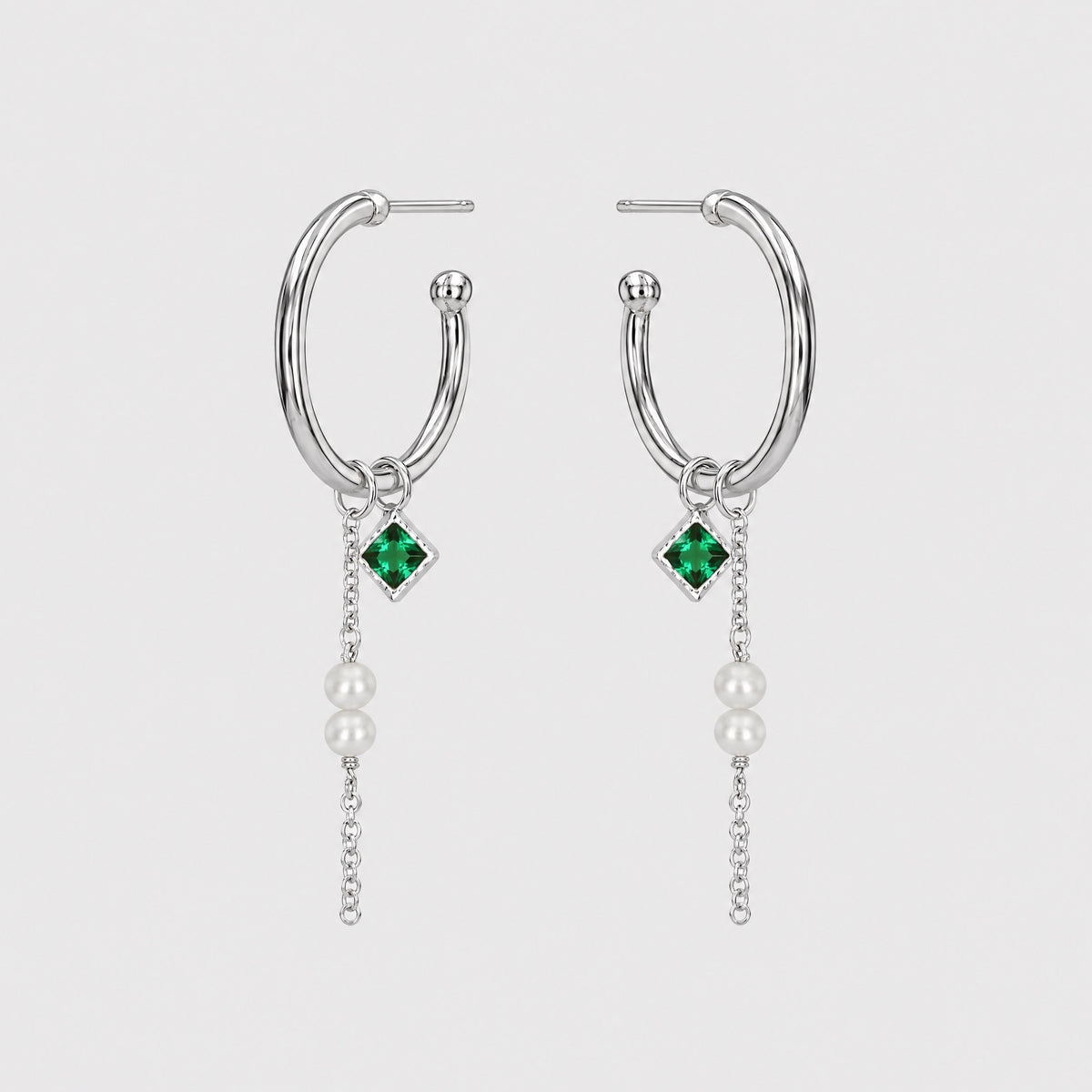 ZEPHYR HOOPS 20mm - SØLVBELAGT/GRØN wintherstudio-dk