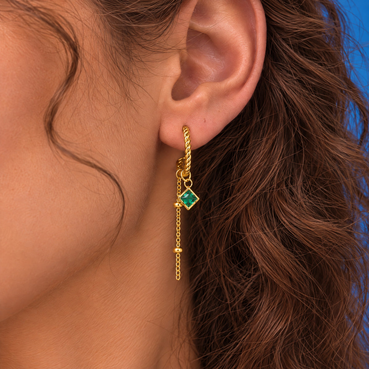 CAPRI HOOPS 20mm - GULDBELAGT/GREEN wintherstudio-dk
