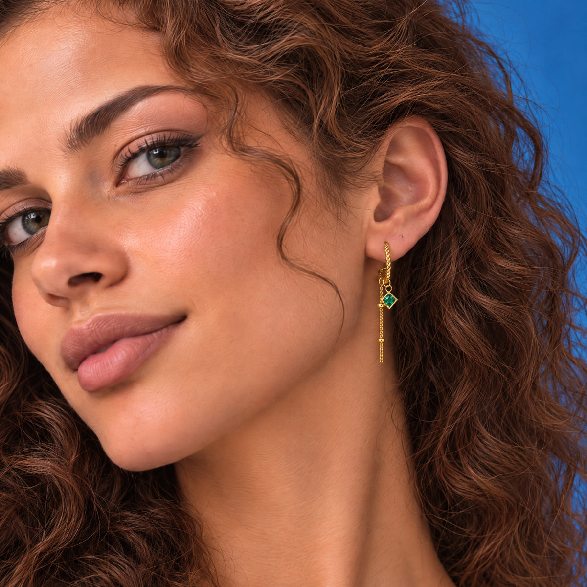 CAPRI HOOPS 20mm - GULDBELAGT/GREEN wintherstudio-dk