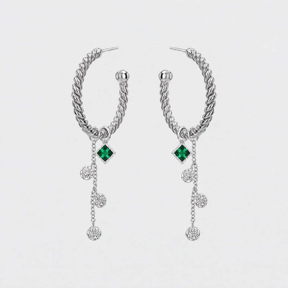 RIVAGE HOOPS 20mm - SØLVBELAGT/GRØN wintherstudio-dk