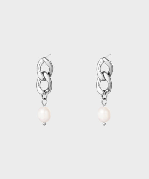 Øreringe med kæde og perle