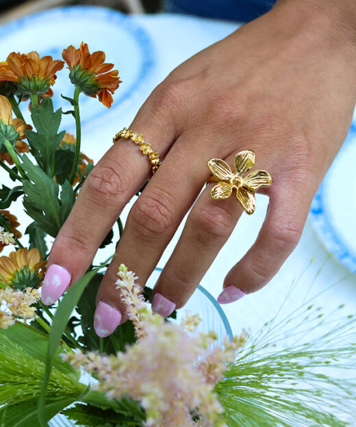 Blomster fingeringe guld