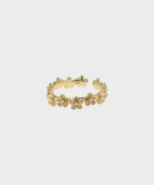 Blomster fingerring guld